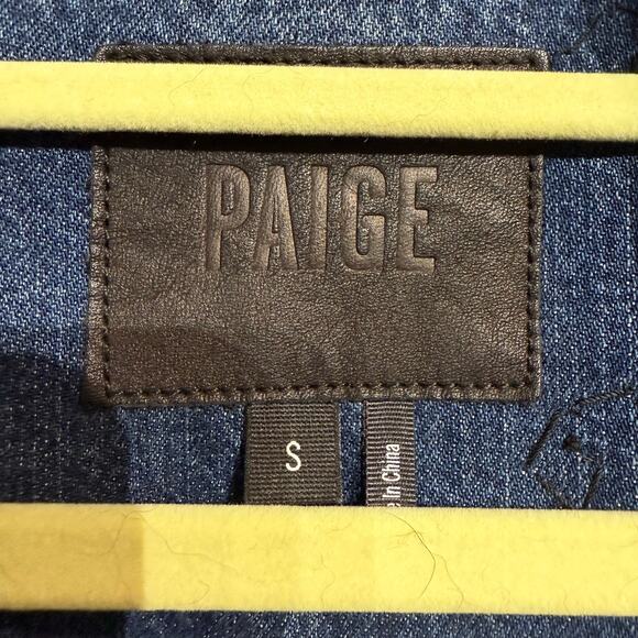 Paige Denim and Star Sequins Distressed Jean Jacket Sz S - Picture 5 of 13